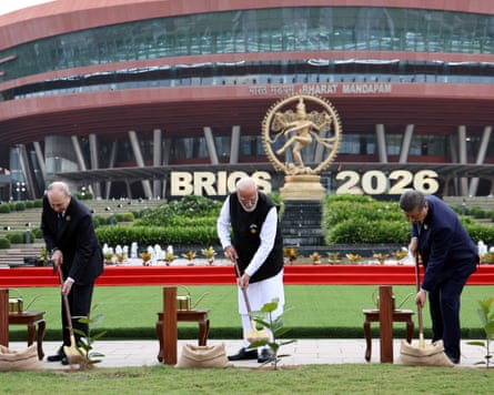 Xi Jinping, far right, with Russia’s Vladimir Putin and India’s Narendra Modi at this year’s Brics summit.
