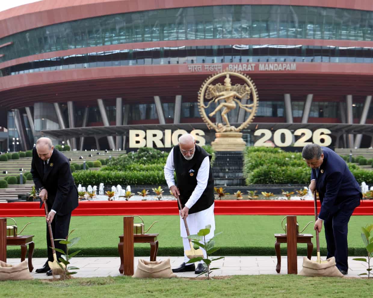 Xi Jinping, far right, with Russia’s Vladimir Putin and India’s Narendra Modi at this year’s Brics summit.
