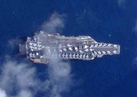 Satellite image of the USS Gerald Ford at sea
