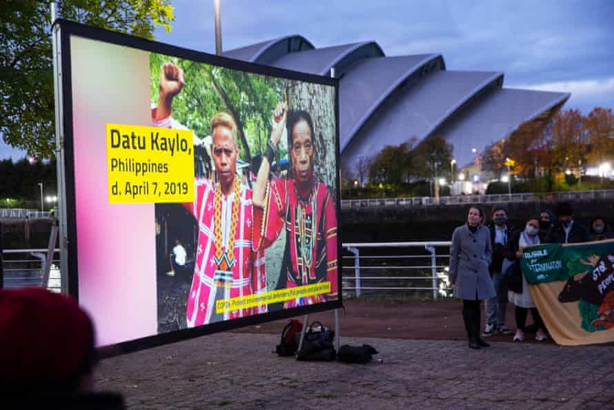 A visual projection memorialising murdered land defenders.