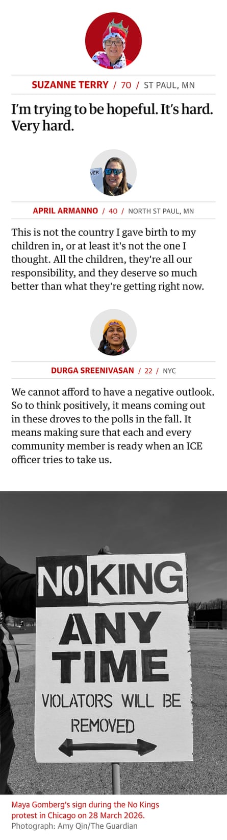 Infographic on protesters on No Kings in March 2026. Guardian Design