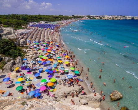 A beach at Torre dell’Orso, Italy, in August