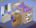 Illustration from a game called Unpacking, it is a child’s bedroom.