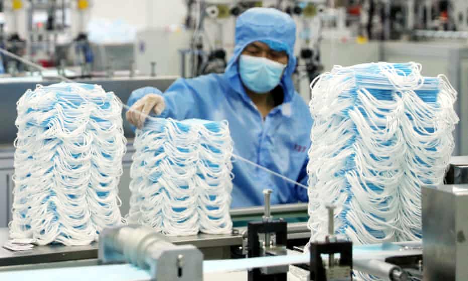 Medical masks being manufactured
