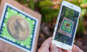 Puzzlewood, Coleford, Forest of Dean. Tuesday 16th February 2016. Augmented reality mobile app brings the “Star Wars” movie set woodland attraction to life. The mobile phone app, designed for children, creates interactive content on a mobile phone.