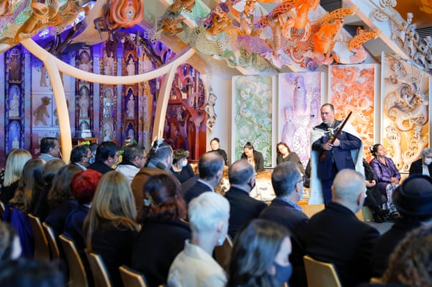 ‘Ultimate honour’: remains of hundreds of Moriori returned in biggest repatriation yet | New Zealand 3 Moriori spokesperson Kiwa Hammond speaks during the ceremony.