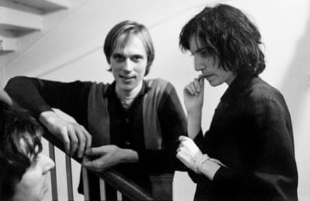 Tom Verlaine and Patti Smith backstage at Arista Records, paying tribute to New York City at the 1975 Great Music Festival in the heart of New York City.