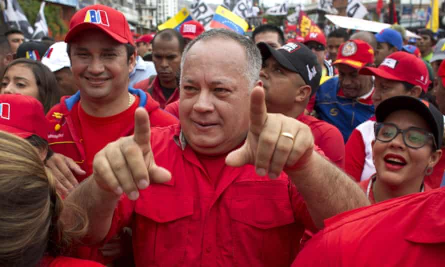 Diosdado Cabello joins a rally in support of Nicolas Maduro in Caracas, Venezuela.