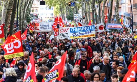 A rally in Toulouse in September over pay and pensions