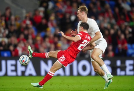 Wales' Daniel James (left) is fouled by Norway's Torbjorn Heggem resulting in a red card.