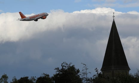 An easyJet flight takes off from Gatwick.