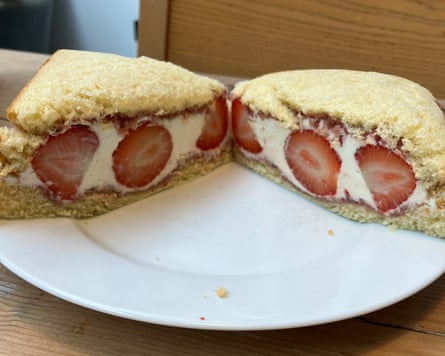 Strawberries and pick sandwich.