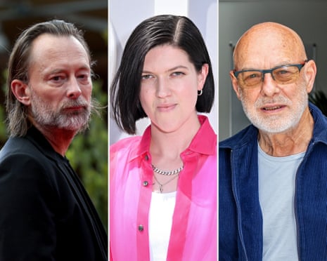 From left, Thom Yorke, Romy from the XX and Brian Eno were among more than 200 musicians arguing against further North Sea drilling