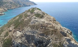 The promontory of Dhaskalio, rising from the Aegean sea, was once joined to the major sanctuary of Keros. Photograph: Michael Boyd