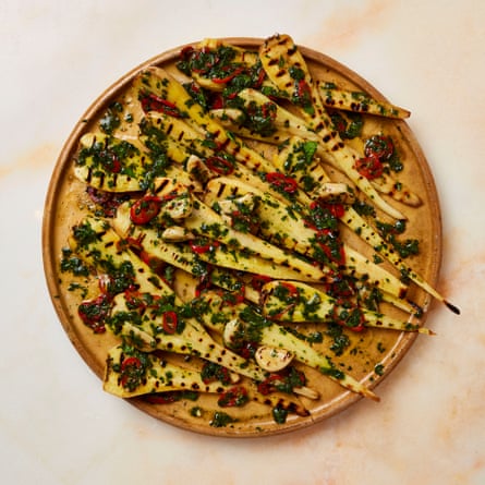 Yotam Ottolenghi’s 2020_01_18 confit and grilled parsnips with herbs and vinegar