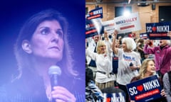 a side-by-side image of Nikki Haley and her supporters