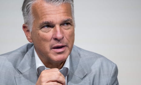 A photo of UBS chief executive Sergio Ermotti speaking during a press conference on the first results of the Swiss giant banking UBS since its Credit Suisse merger, in Zurich.