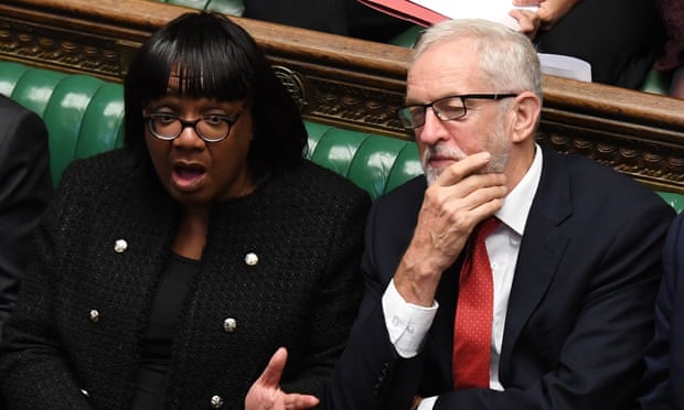 Diane Abbott and Jeremy Corbyn in the Commons. Abbott will stand in for Corbyn at this week’s PMQs