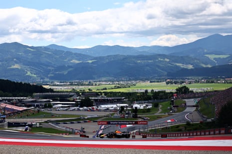 Red Bull Racing driver Max Verstappen negotiates the course during the third practice session for the Formula 1 Austrian Grand Prix.