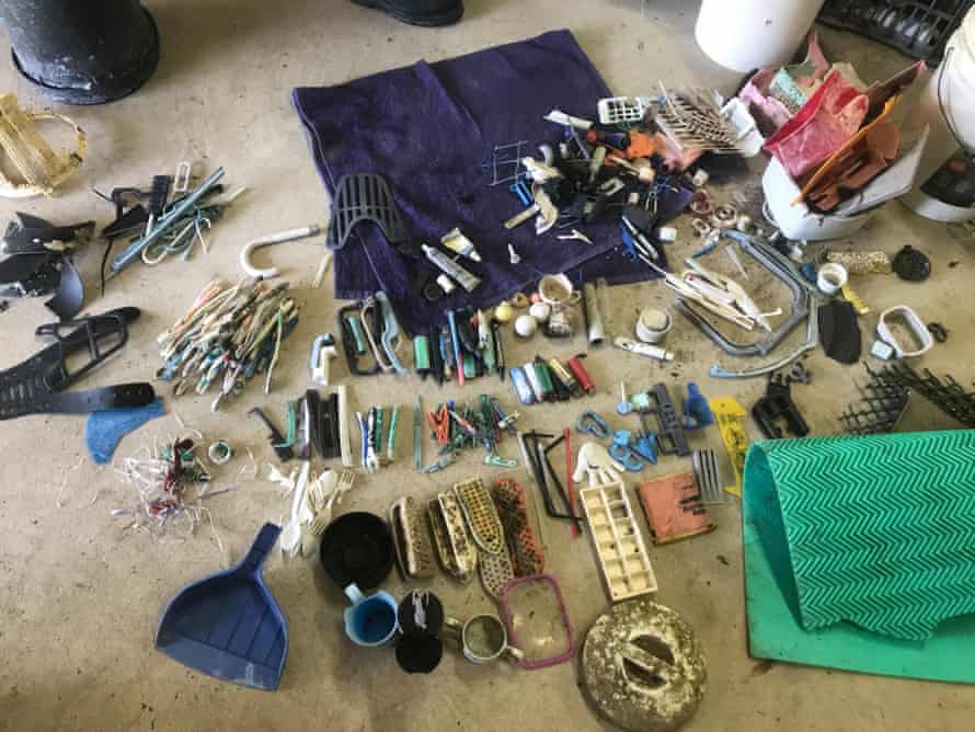 Sorted plastic waste, pulled from the beaches and waters of the Whitsundays, by the Eco Barge volunteer team.