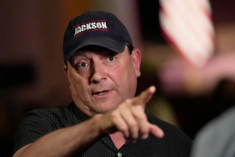Troy Jackson speaks to reporters at a campaign event on 5 June 2026 in Bar Harbor, Maine.
