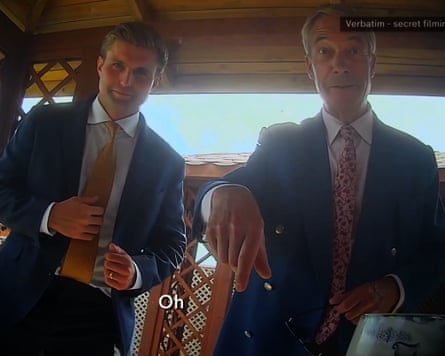 Dan Jukes and Nigel Farage filmed as part of Channel 4 and Verbatim’s undercover investigation into Reform finances.