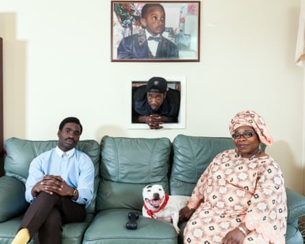 Joe Ogunmokun (on left) and his brother with their mother, from Nigeria