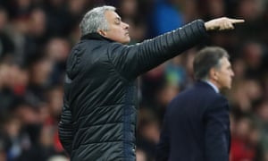 Manchester United manager Jose Mourinho points.