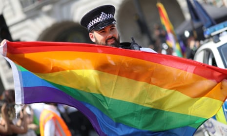 A police officer during Pride in London, 7 July 2018
