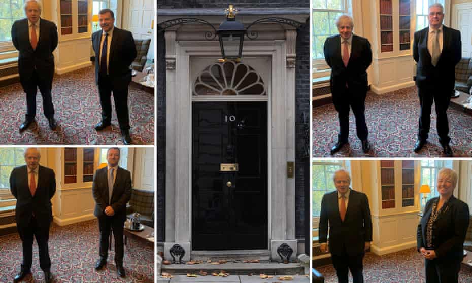 Tory MPs with Boris Johnson in Downing Street: Andy Carter, Lee Anderson, Lia Nici and Brendan Clarke-Smith.