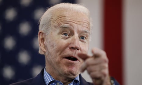 Joe Biden in February, before his campaign was forced online.