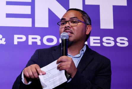 a man speaking into a microphone