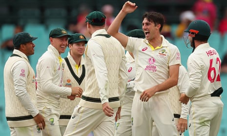 Australia’s Pat Cummins celebrates the wicket of Khaya Zondo on day four of the Third Test against South Africa at the Sydney Cricket Ground.