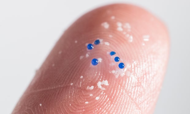 A close-up of microbeads
