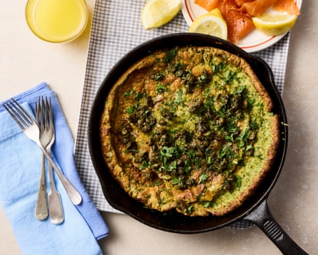 Georgina Hayden's recipe for spinach, trout and caper dutch baby