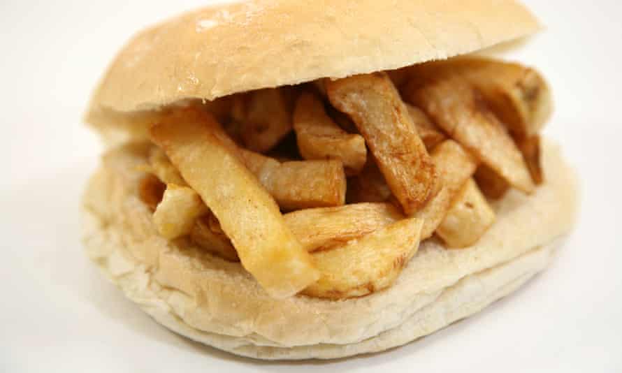A chip butty in a roll