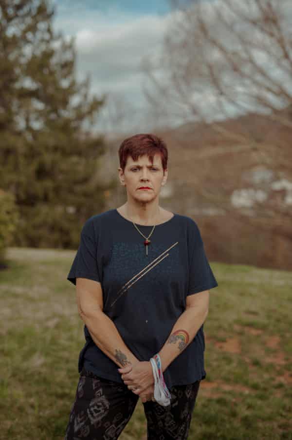 Mary Beth Cochran, 52 poses for a portrait at her home in Canton, North Carolina on Sunday March 21, 2021. Mary Beth is joint care taker for her four grand children, two of which live with her along with her elderly mother-in-law. CREDIT: Mike Belleme for The Guardian