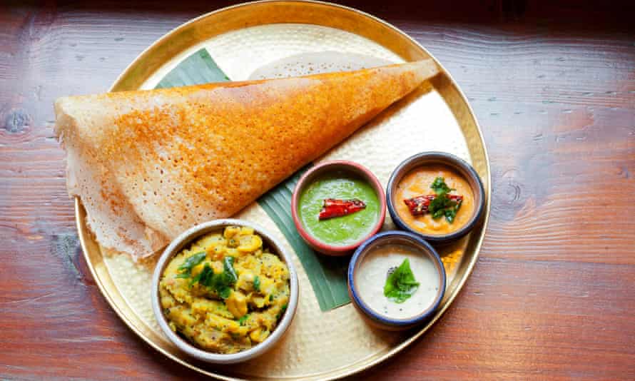 Dosa with sambals and potato fry: ‘This is what heaven looks like when fashioned from carbohydrate.’