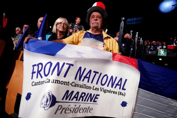 A supporter of Marine Le Pen during a rally in Nice.