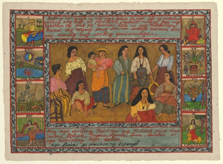 Brenda V Fajardo, Mga Babae sa Panahon ng Espanyol (Women during the Spanish colonial period). From Cards of life – Women’s series, 1993. The Kenneth and Yasuko Myer Collection of Contemporary Asian Art. Purchased 1993 with funds from The Myer Foundation and Michael Sidney Myer through the Queensland Art Gallery Foundation / Collection: QAGOMA, Brisbane / © Brenda Fajardo