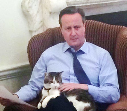 Larry with his first prime minister, David Cameron.