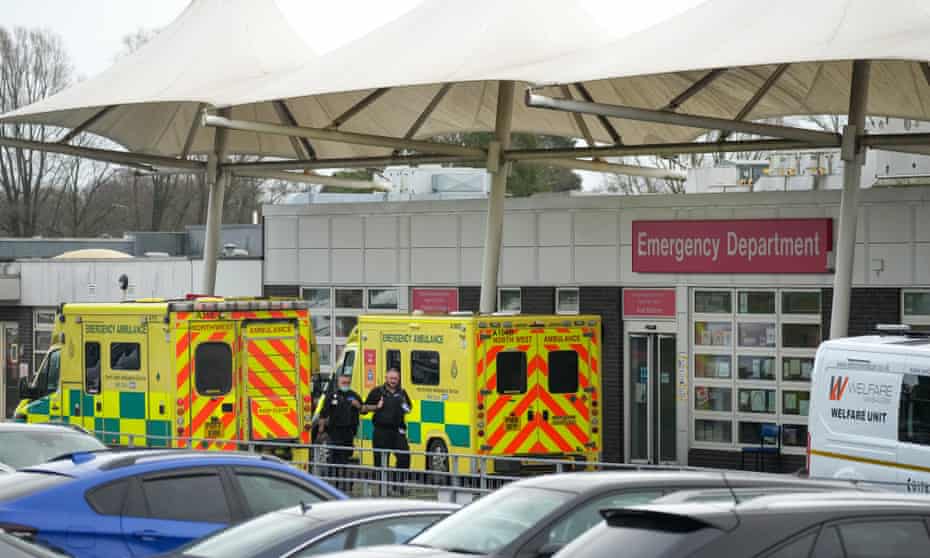 Ambulances outside the Royal Preston hospital.