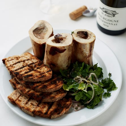 Roast bone marrow and parsley salad