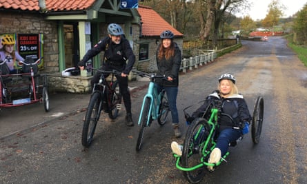 'I love the sense of freedom': an accessible adventure in North Yorkshire | Traveling with disabilities 1 Two adults on e-bikes and one on handcycle