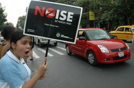 A protest against noise pollution in Kolkata ran by NGO Public.