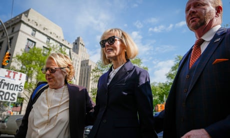 The writer E Jean Carroll arrives to Manhattan federal court in New York on Wednesday.