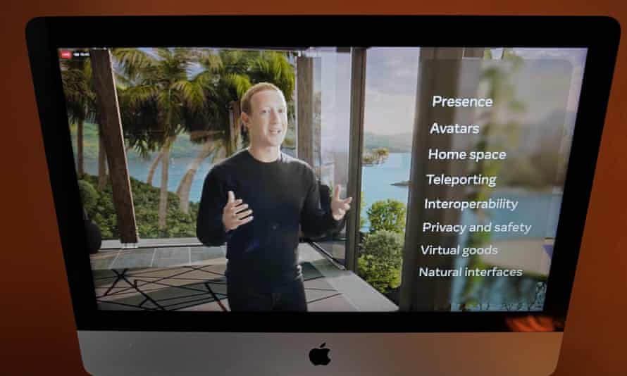 Facebook CEO Mark Zuckerberg delivers the keynote address during a virtual event on 28 October.