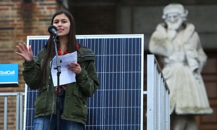 Mya-Rose Craig addresses a Youth Strike 4 Climate protest in Bristol in February