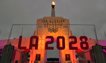 The Olympic cauldron at the Los Angeles Memorial Coliseum