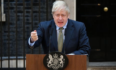 Boris Johnson outside Downing Street after his landslide victory